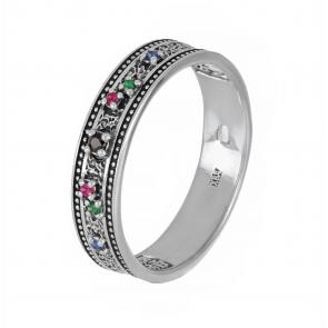 Кольцо из черненого серебра Иордань с фианитом Б-КО-388 Пояс Богородицы фото